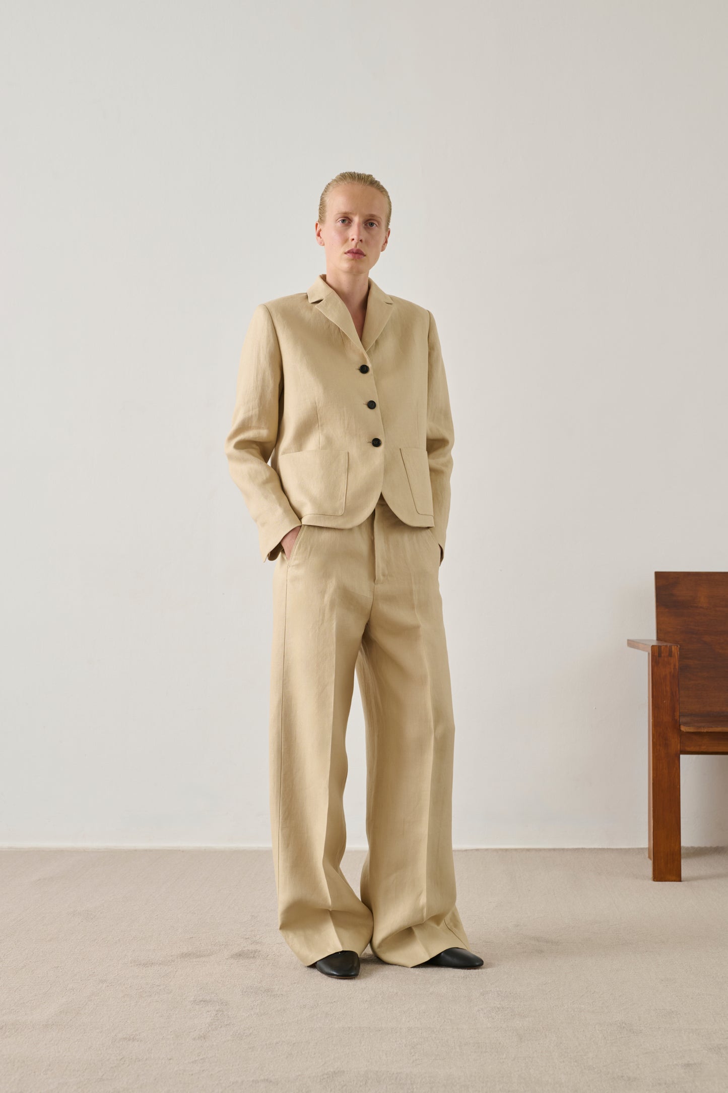 Pantalon Hippolyte - Beige Poudre - Lin - Femme