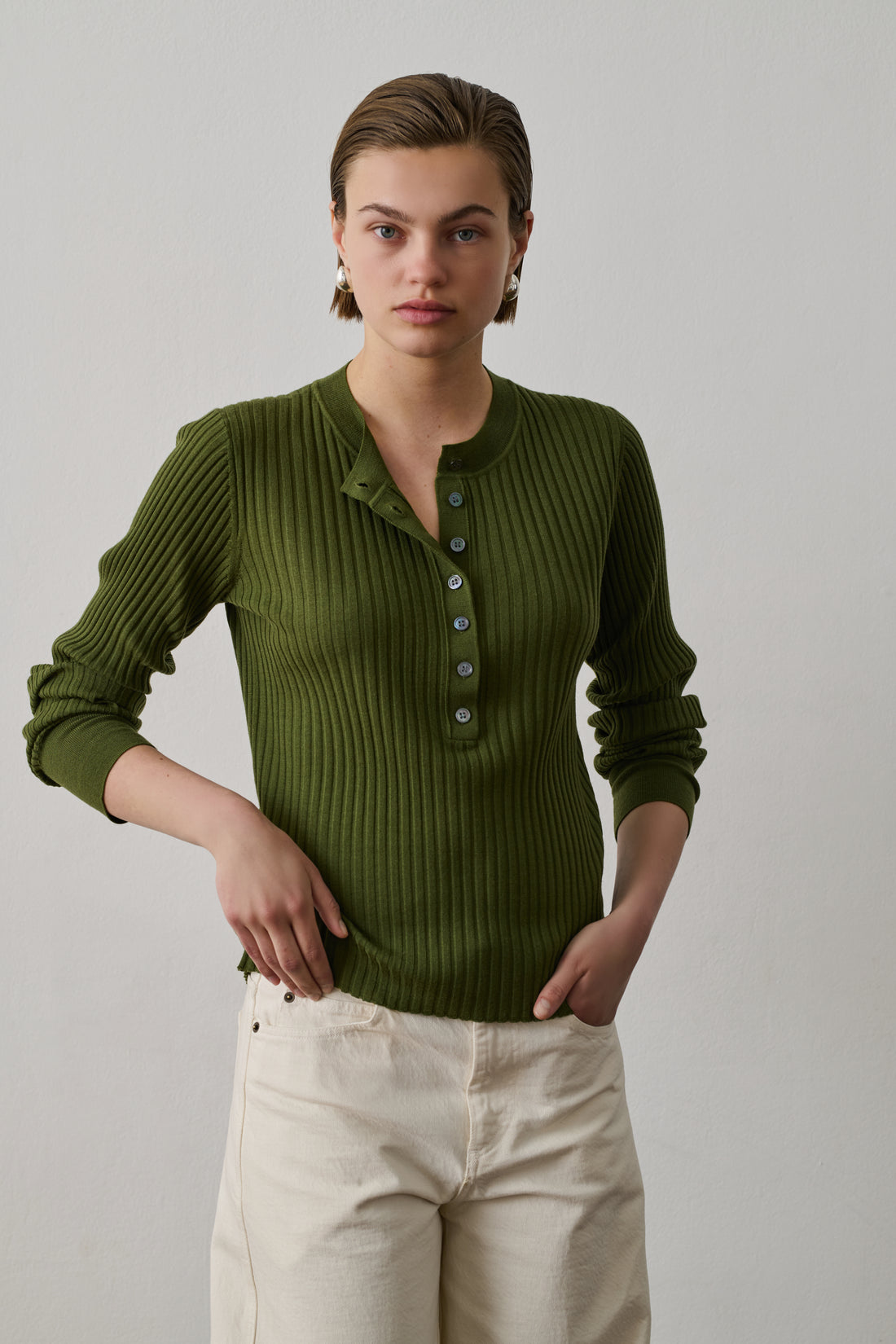 Polo Buffalo - Vert Olive - Laine - Femme