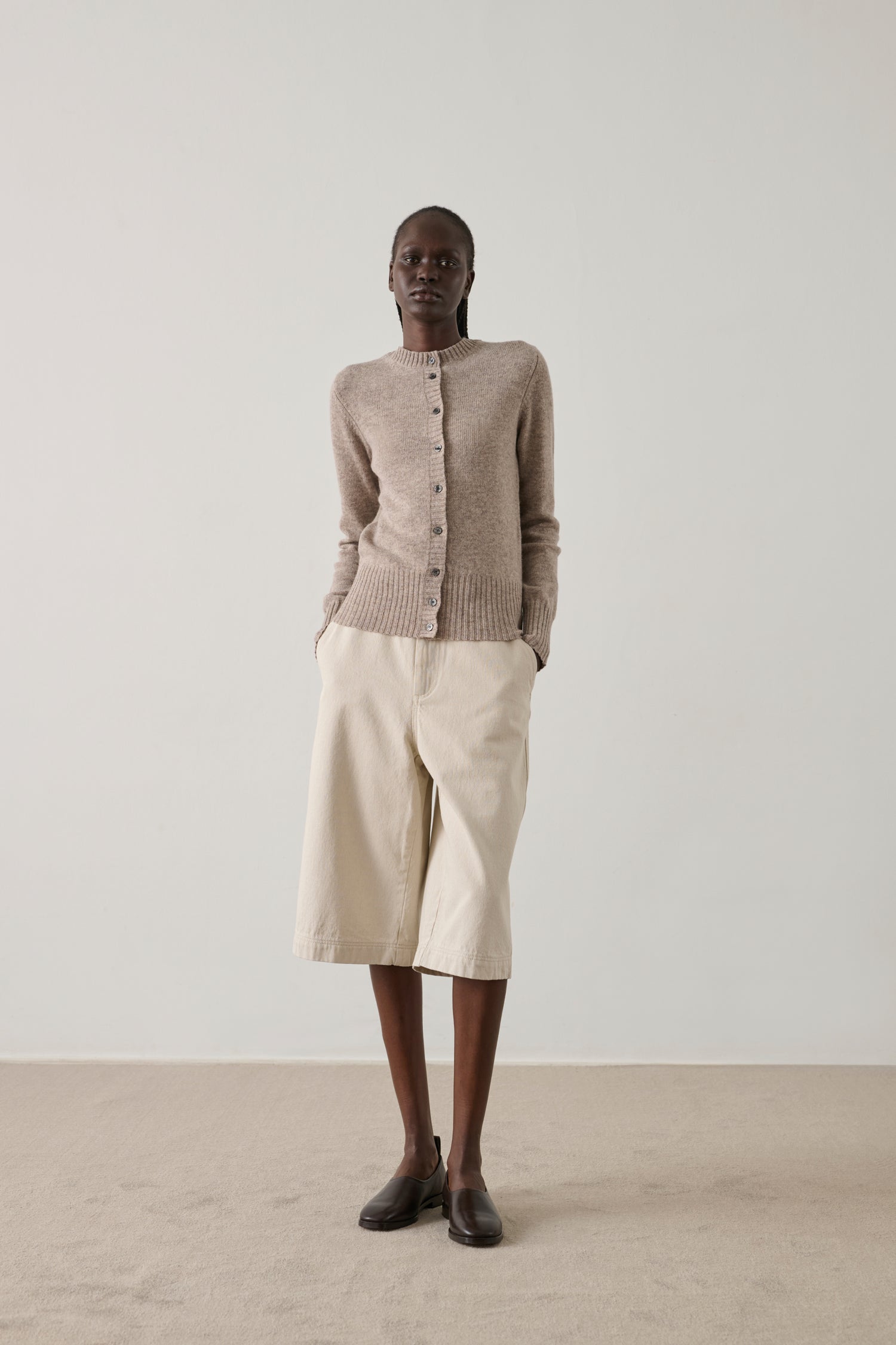 Cardigan Fugu - Beige - Laine mérinos - Femme